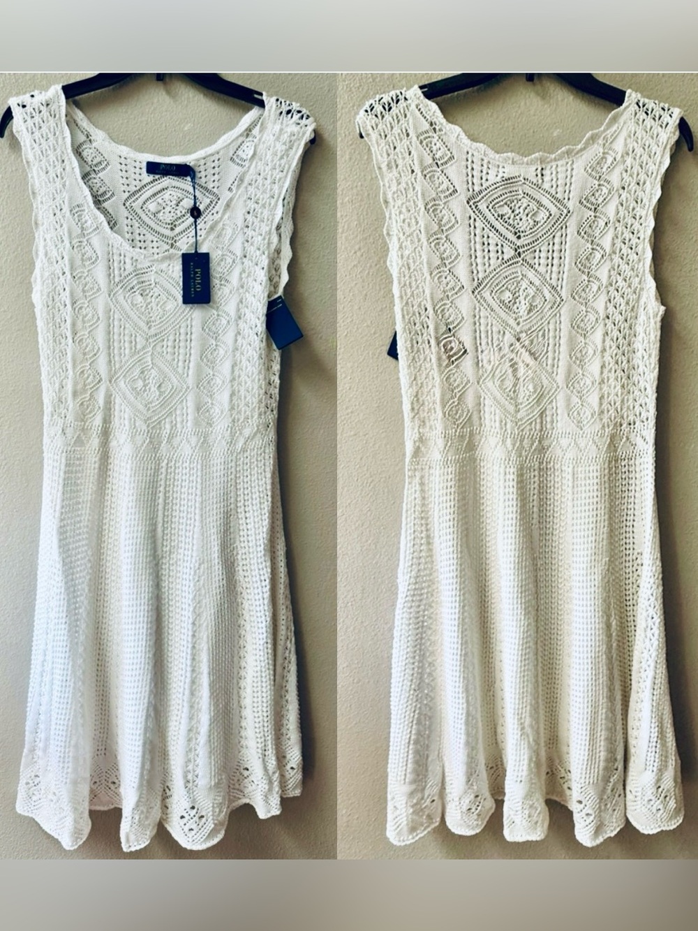 Polo Ralph Lauren Sleeveless Crochet Knit A-Line Dress Size XL MSRP $398~NWT